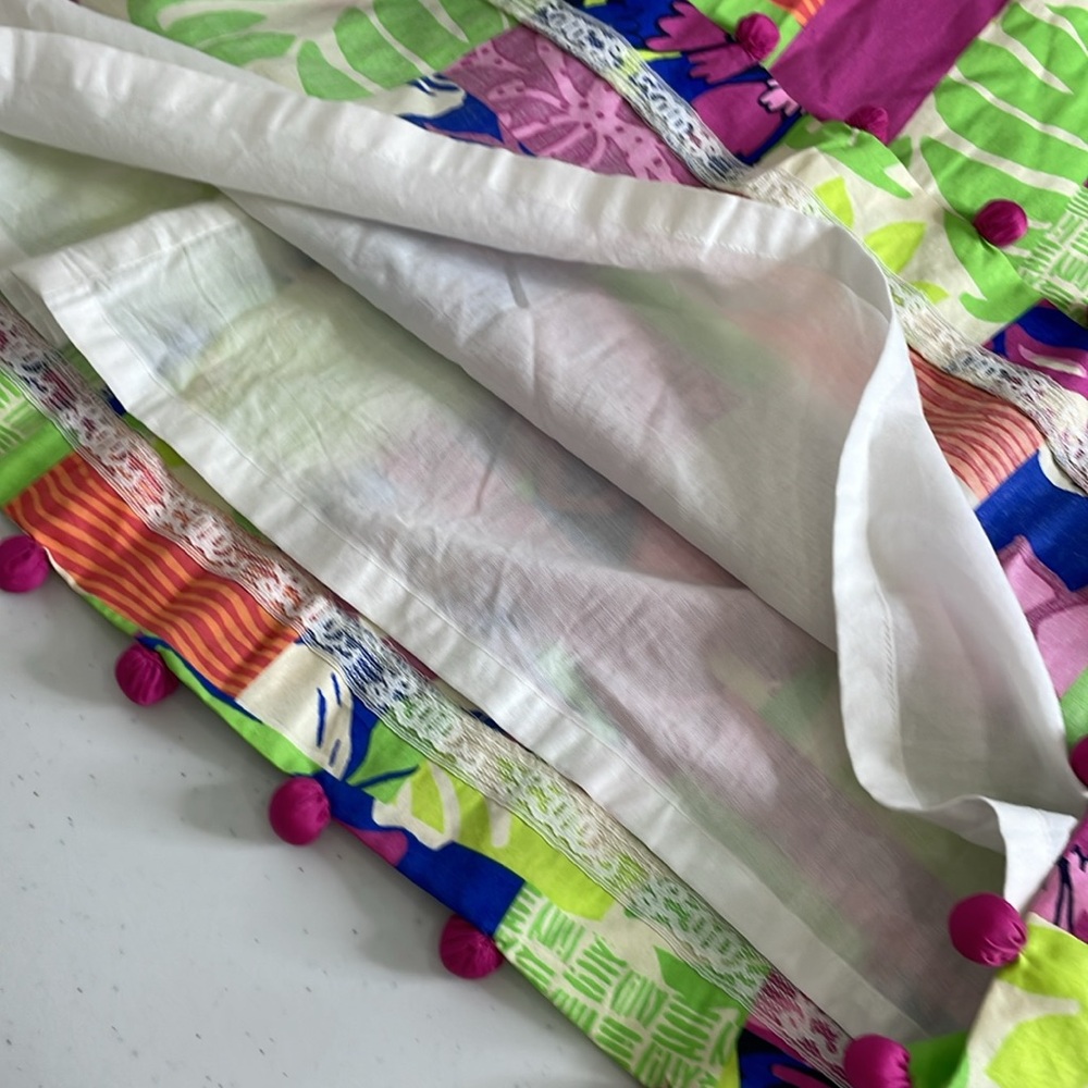 🌼 SIZE 14 Lilly Pulitzer Brighton Patchwork Pom Pom Trim Halter Sundress - Picture 6 of 16